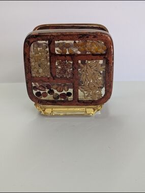 Vintage Gamut Designs Lucite Resin Napkin Holder Embedded Seeds Grains MCM Boho
